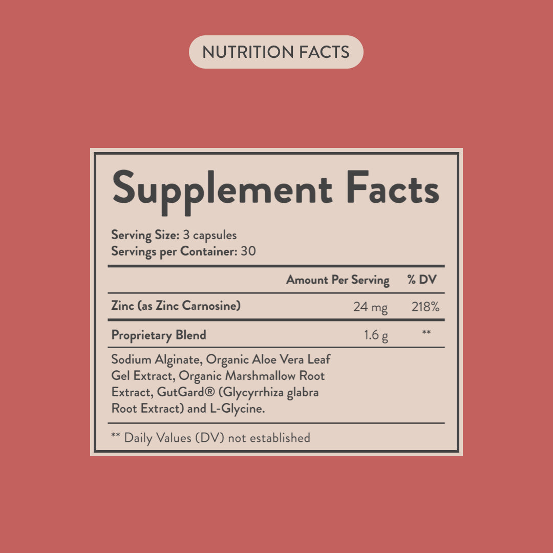 Supplement fact list for Arrae Heartburn Capsules