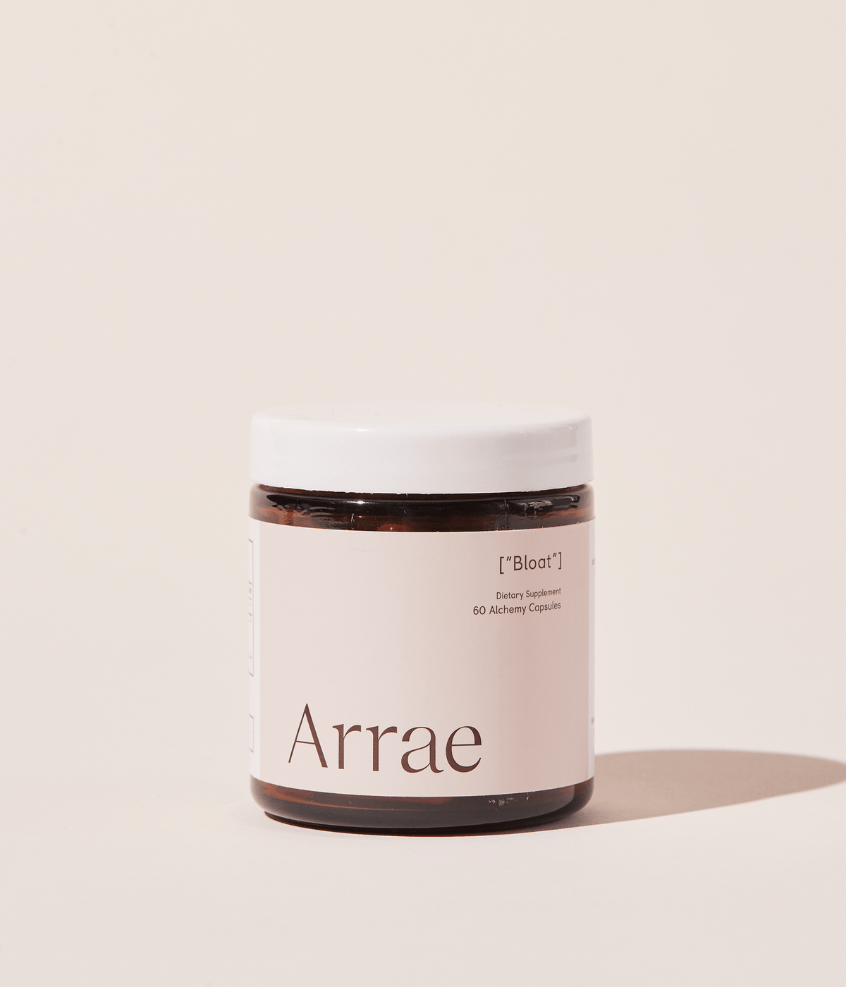 Arrae Bloat Supplement - A bottle of 60 capsules with natural ingredients, designed to support digestive health and reduce bloating.