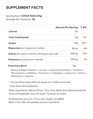 Clear Protein+ Supplement Facts