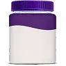 White container with purple lid on a white background