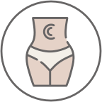 An icon of a tummy depicting prevents gas