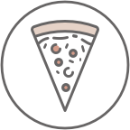 An icon of a pizza depicting speeds food breakdown