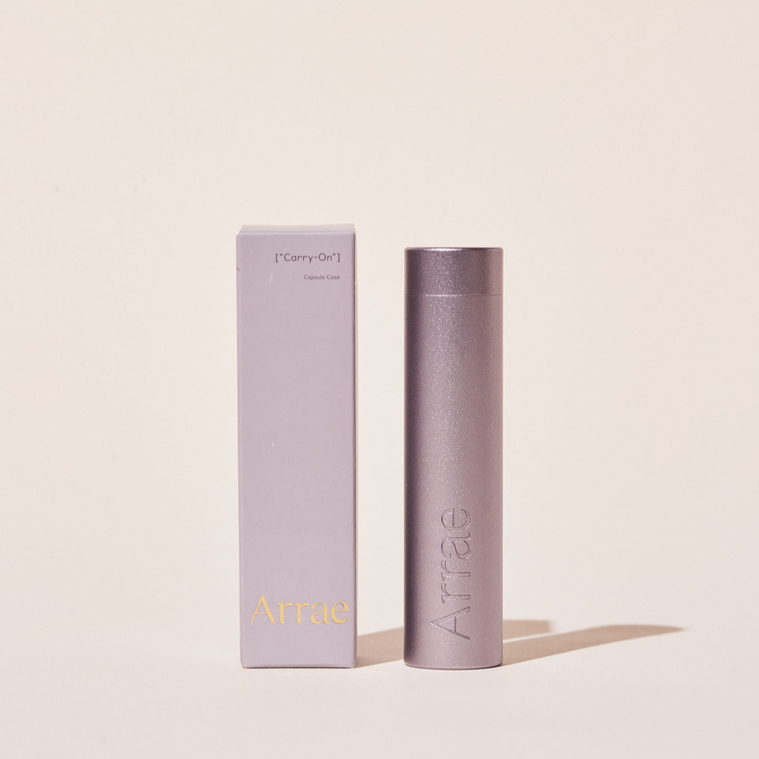 Arrae Carry-On Capsule Case Deep Lavender - A compact and durable tube-shaped travel case designed to store up to 10 Arrae Capsules.